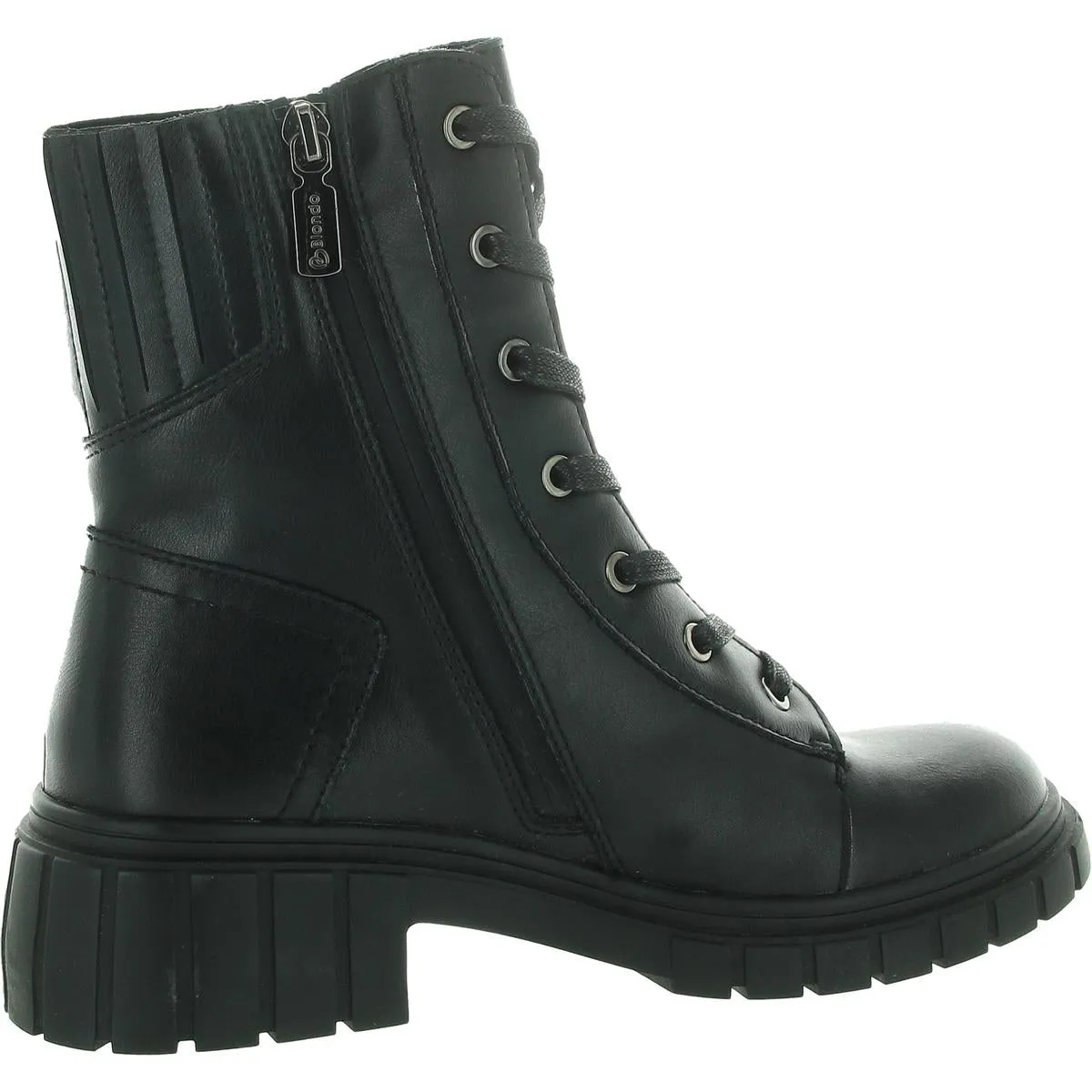 Womens Lugged Sole Leather Ankle Boots
