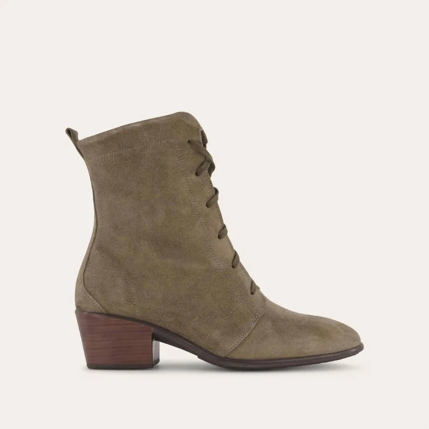 Women's Majesty Tie Boots - Medium In Oily Olive Suede