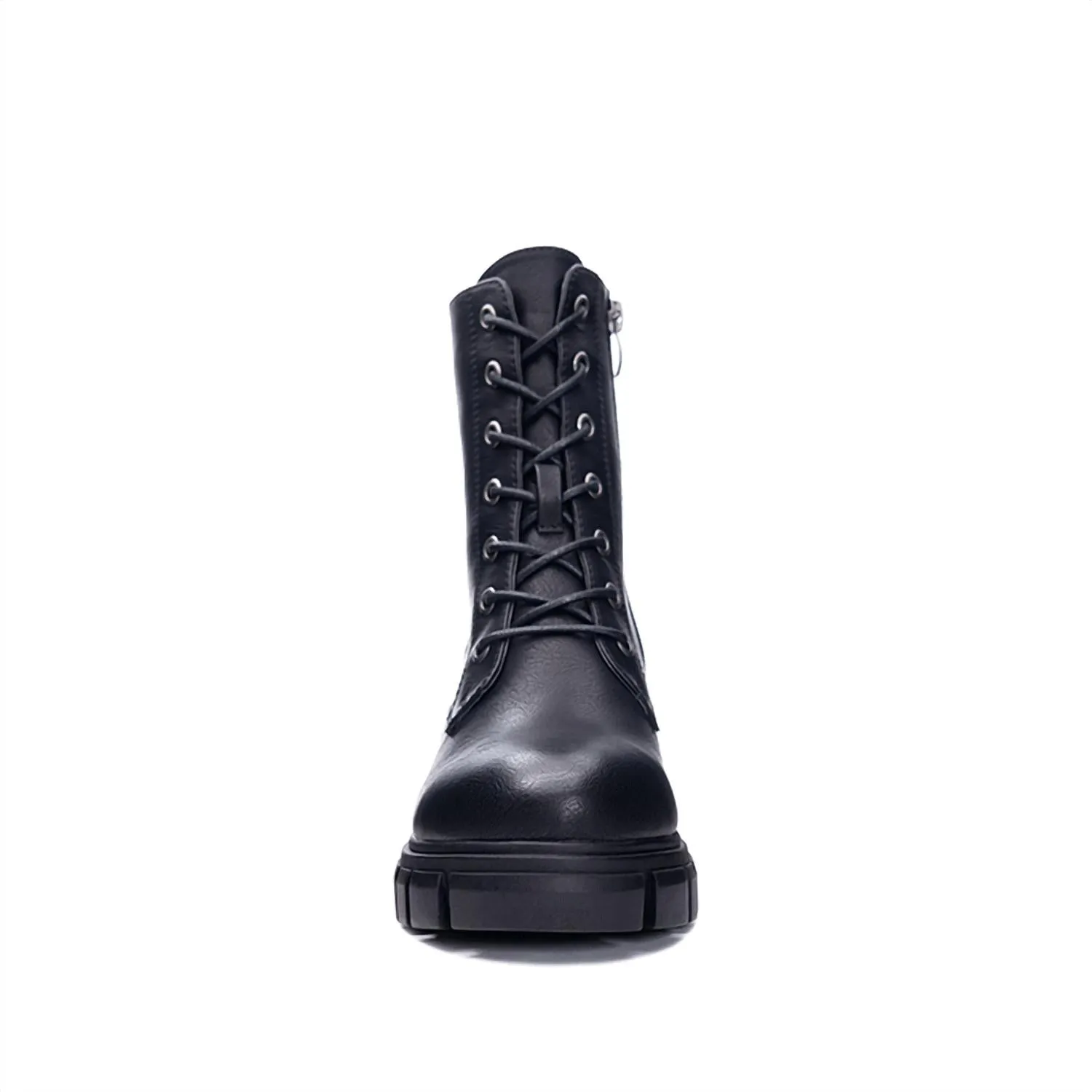 Women's Newz Smooth Combat Boot In Black