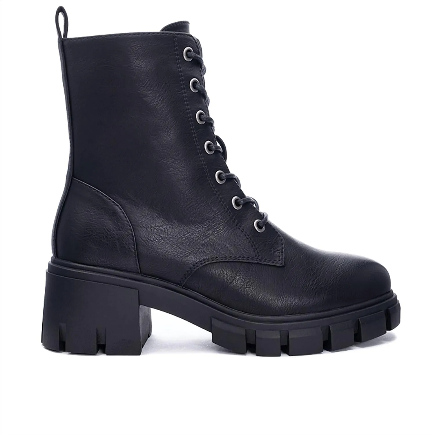 Women's Newz Smooth Combat Boot In Black