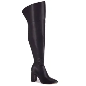 Women's Over The Knee Leatherette Boots In Black