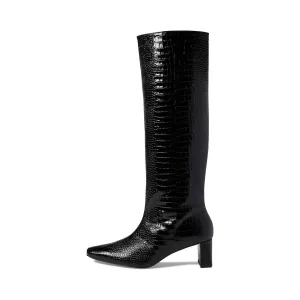 Women's Phoenix Boot In Black Embossed Croc