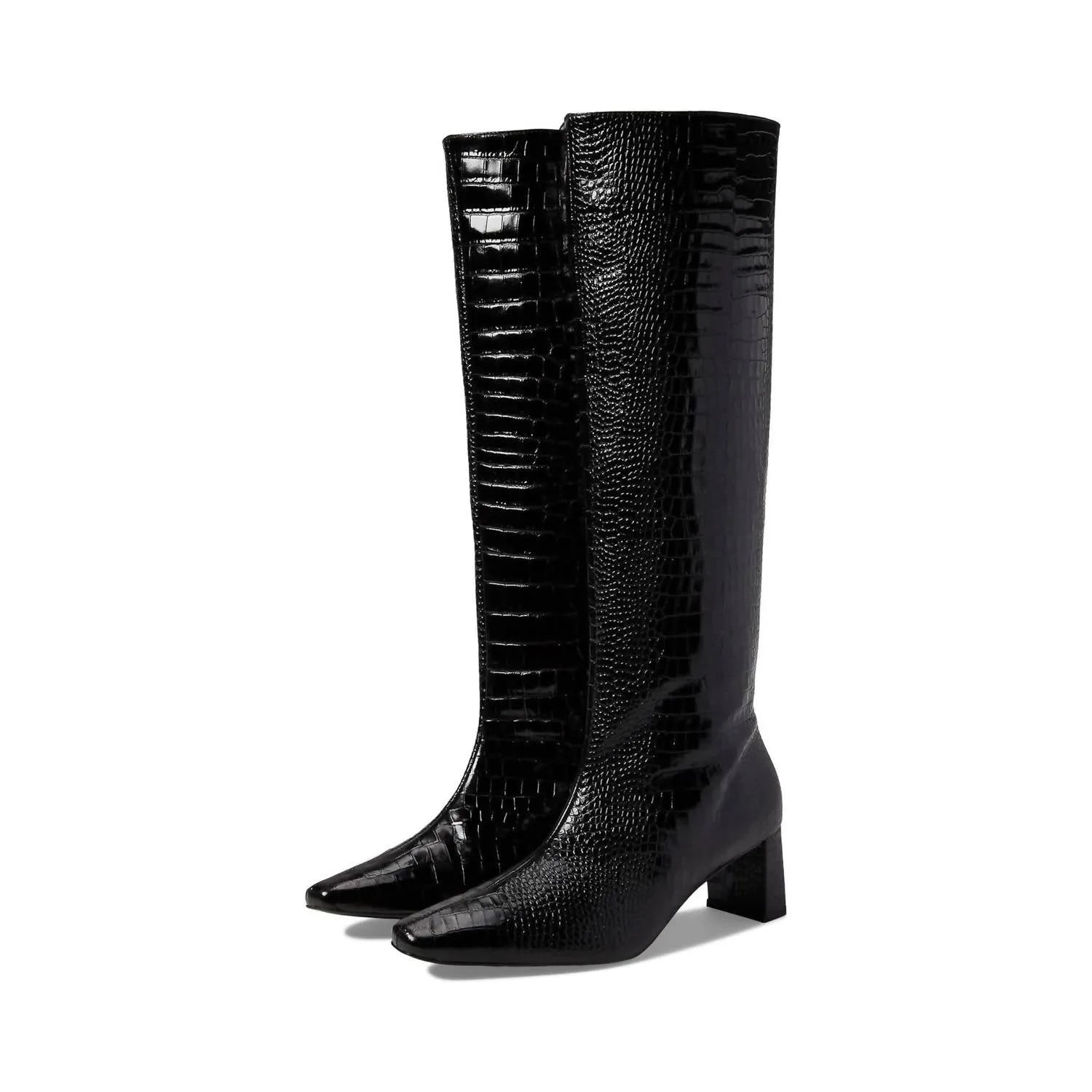 Women's Phoenix Boot In Black Embossed Croc