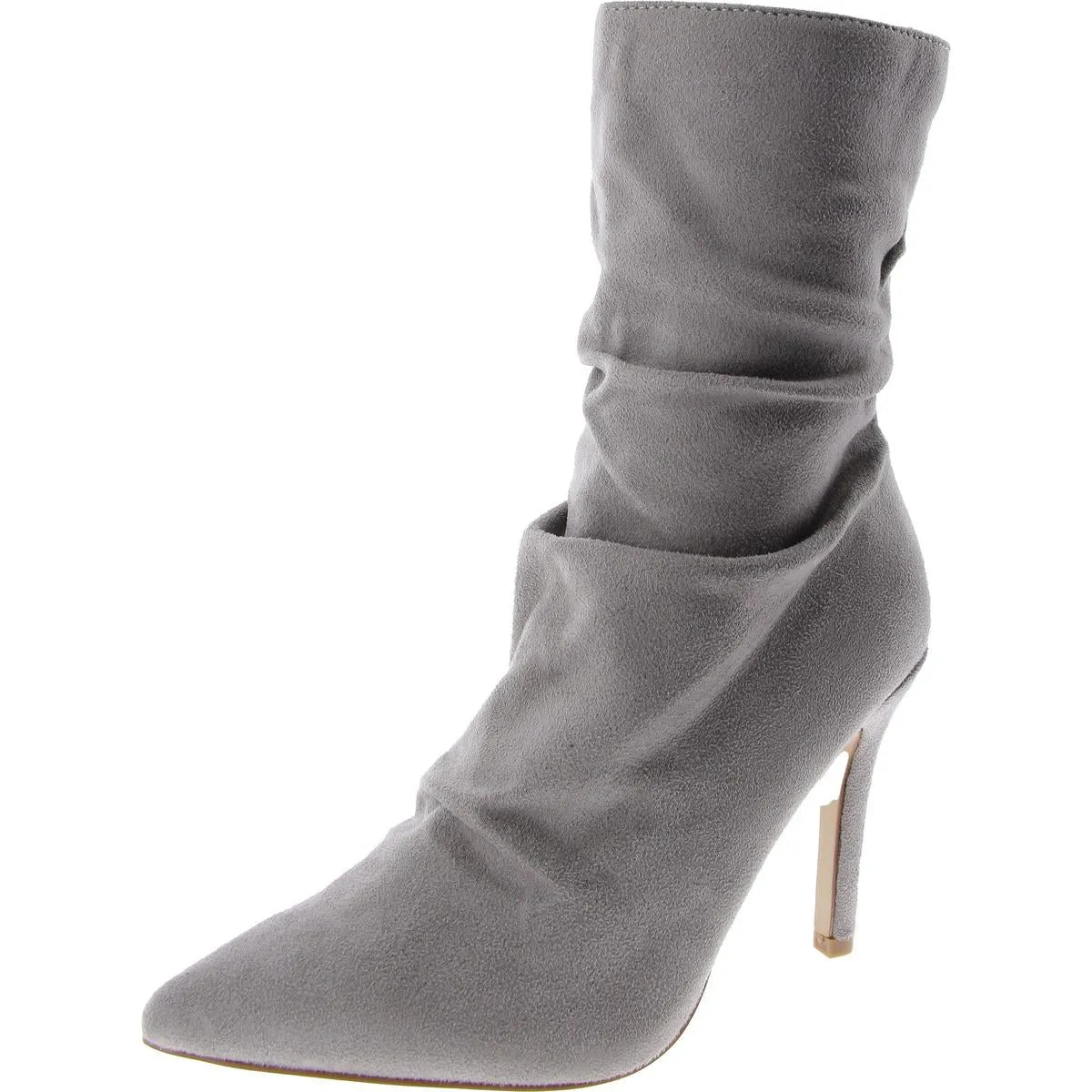 Womens Pointed Toe Slip On Mid-Calf Boots
