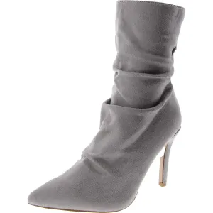 Womens Pointed Toe Slip On Mid-Calf Boots