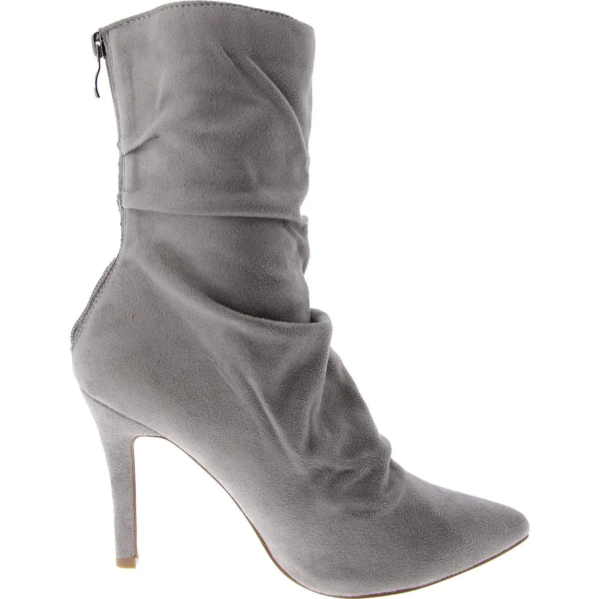 Womens Pointed Toe Slip On Mid-Calf Boots