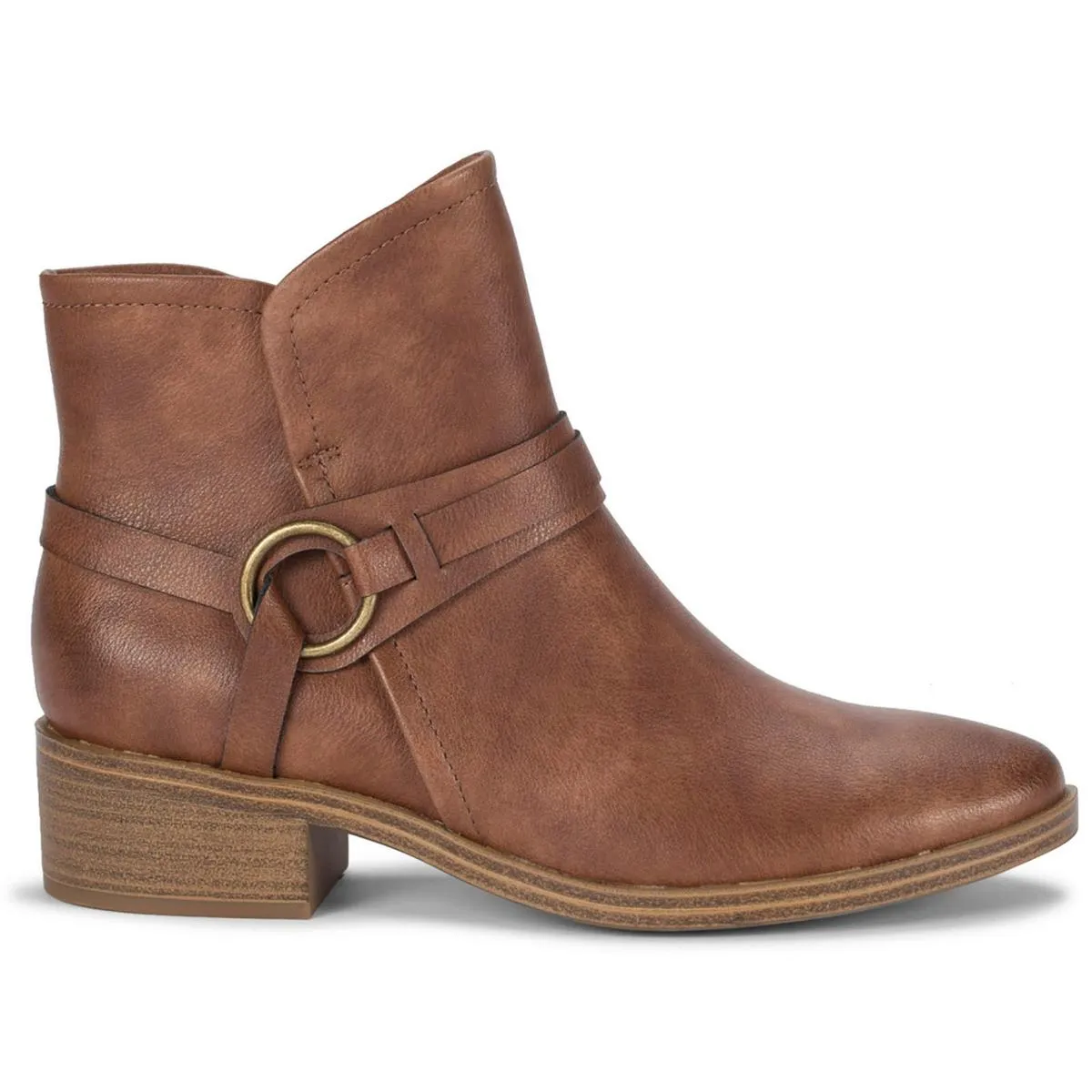 Womens Recycled Leather Block Heel Booties