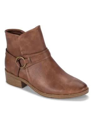 Womens Recycled Leather Block Heel Booties
