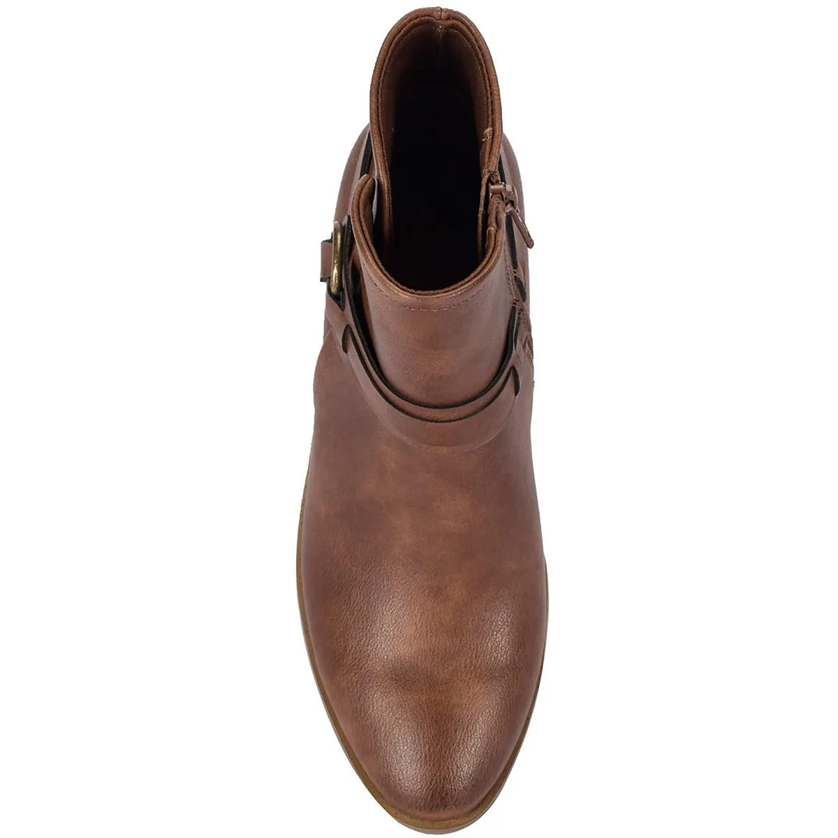 Womens Recycled Leather Block Heel Booties