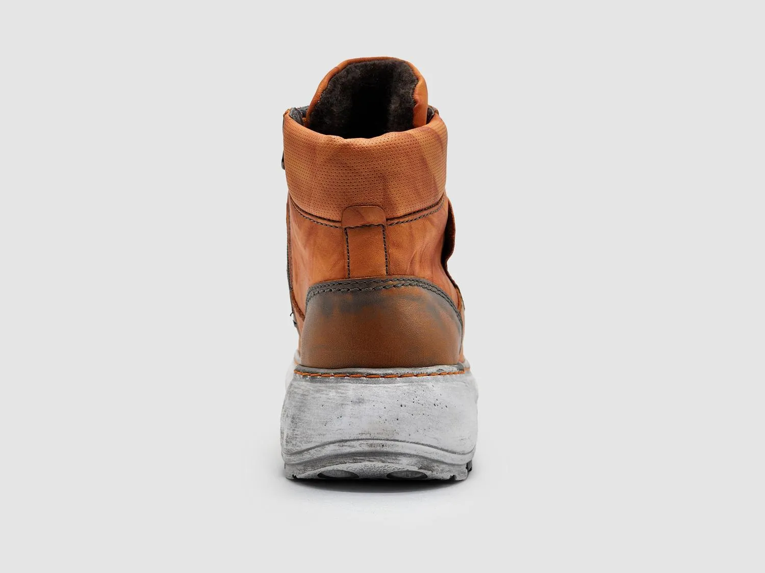 Women's Retro Fur-Lined Leather Boots In Orange