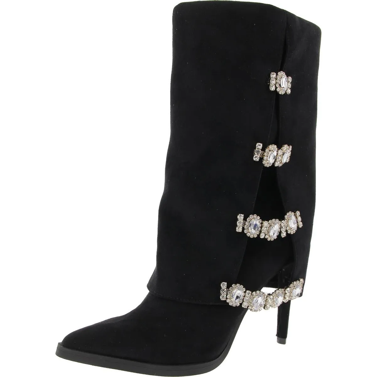 Womens Rhinestone Man Made Mid-Calf Boots