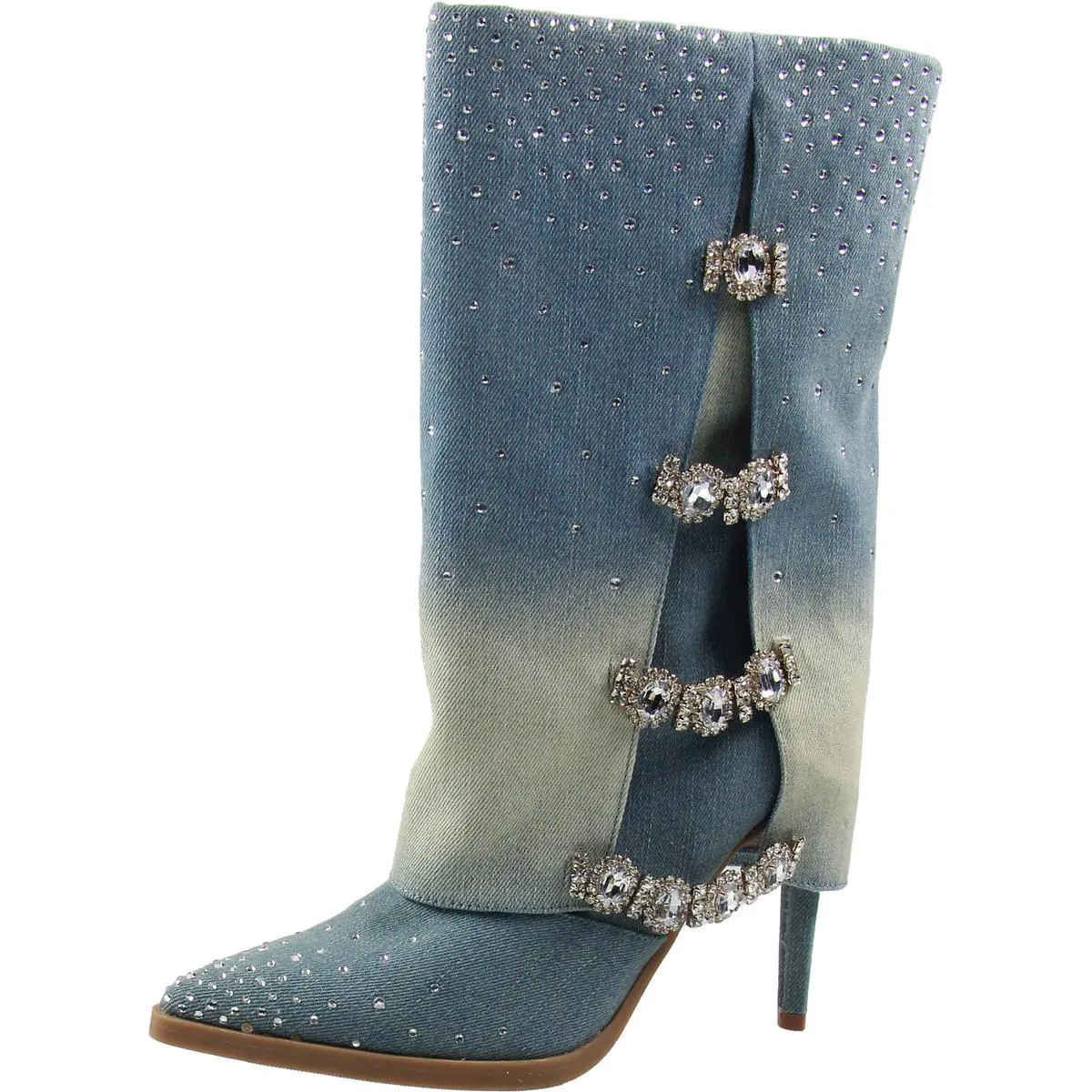 Womens Rhinestone Man Made Mid-Calf Boots