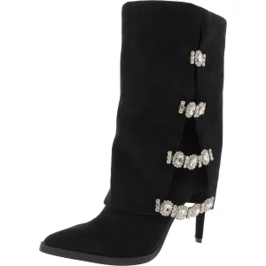 Womens Rhinestone Man Made Mid-Calf Boots