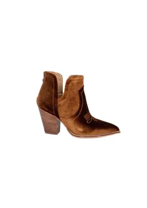 Women's Smoke Show Heel Boots In Brown Velvet
