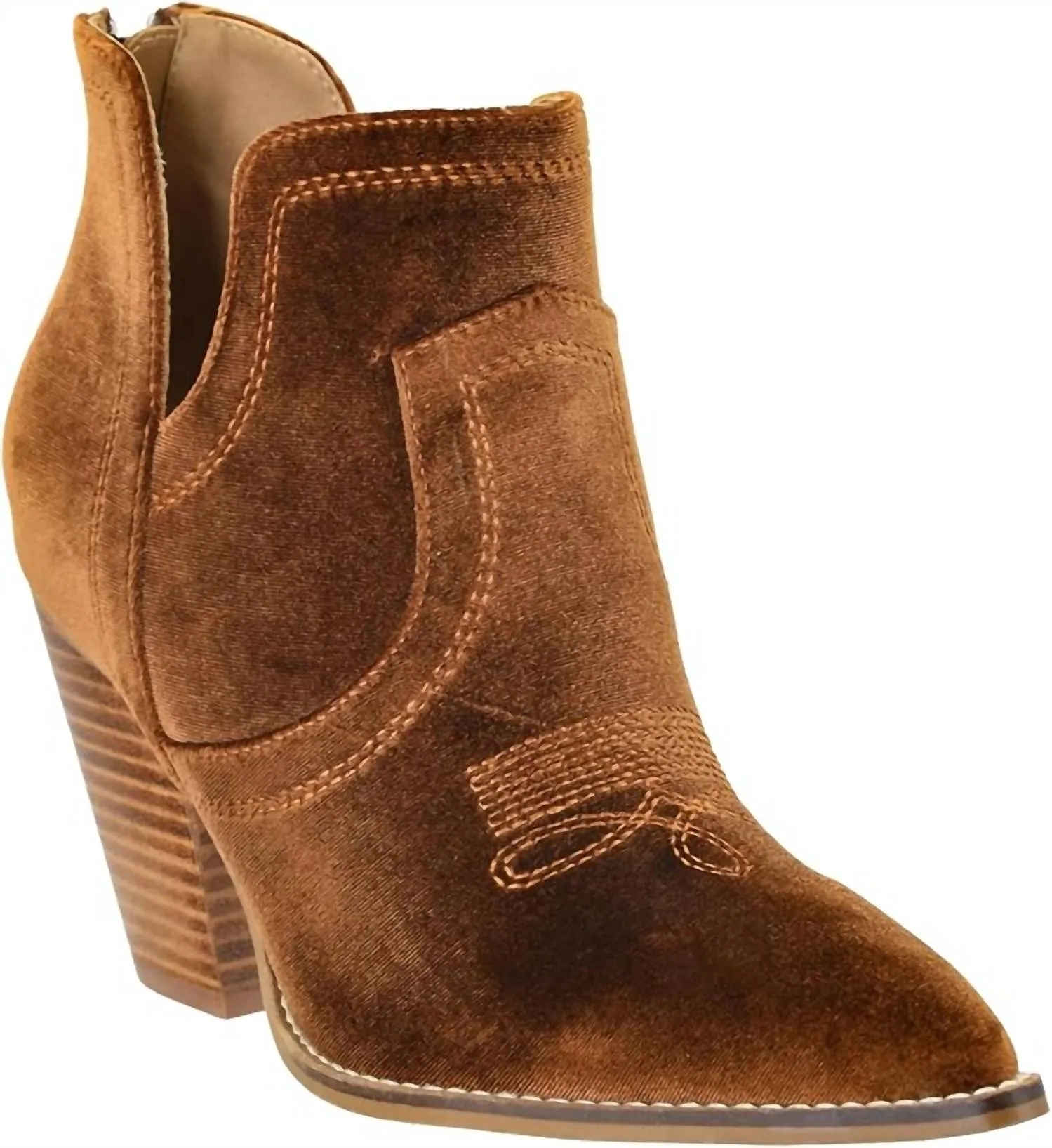 Women's Smoke Show Heel Boots In Brown Velvet