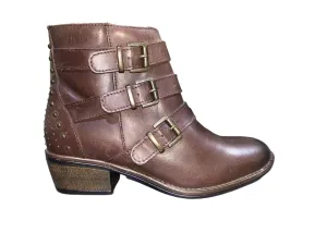 Women's Sparta Moto Boots In Brown Leather