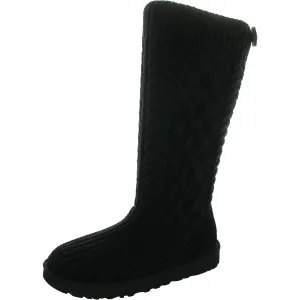 Womens Textured Wool Knee-High Boots