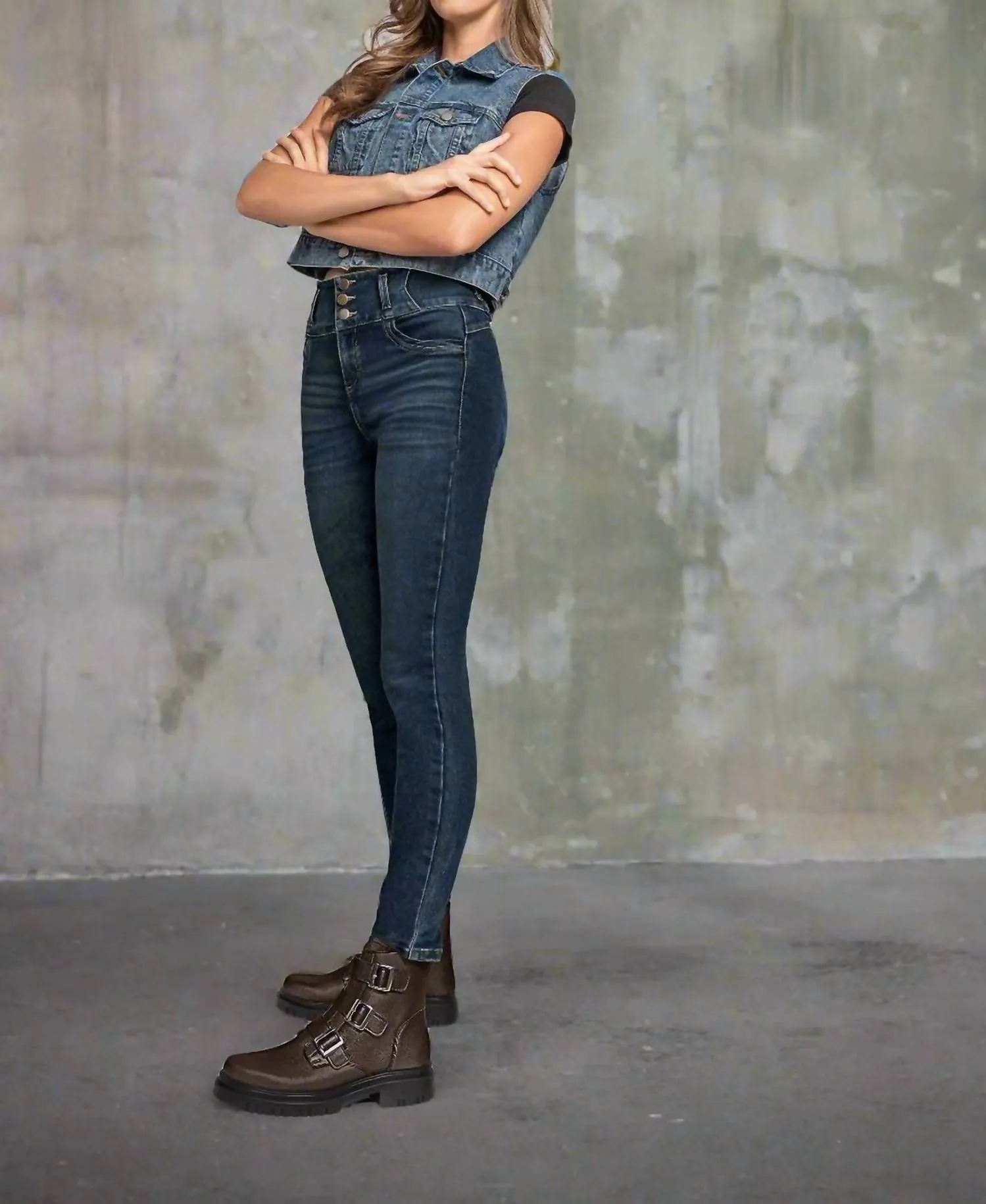 Women's Triple Buckle Combat Boots In Rust Copper