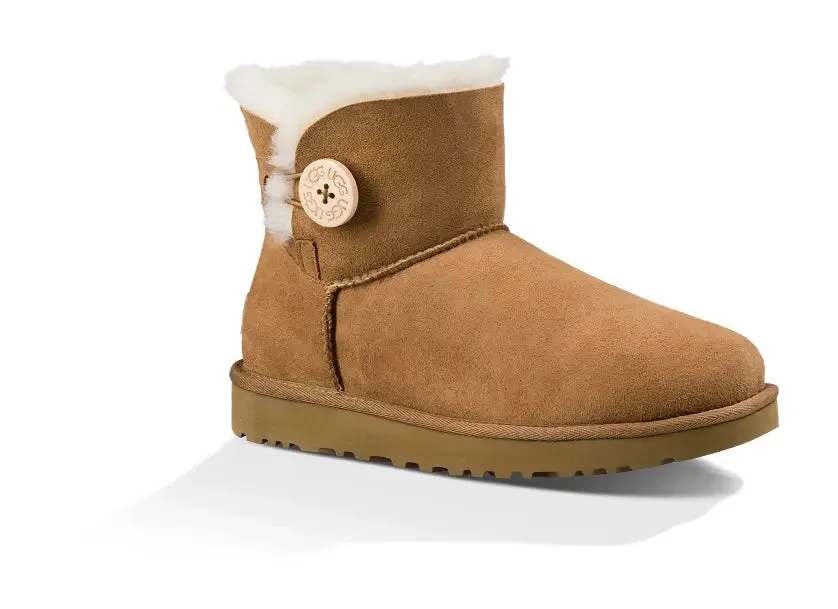 Womens UGG Mini Bailey Button II  Cozy Sheepskin Boot with Versatile Style