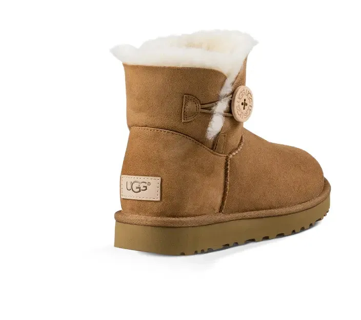 Womens UGG Mini Bailey Button II  Cozy Sheepskin Boot with Versatile Style