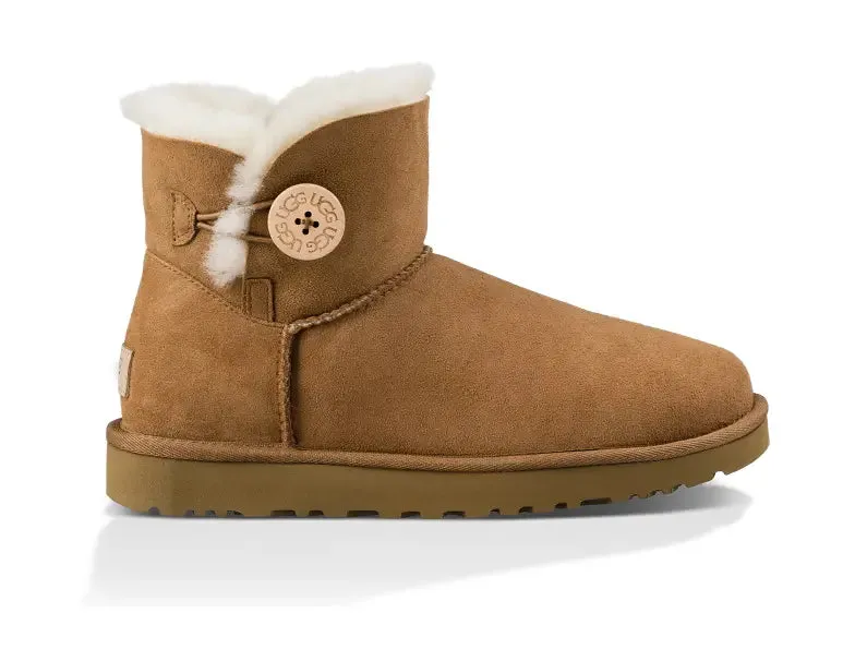 Womens UGG Mini Bailey Button II  Cozy Sheepskin Boot with Versatile Style