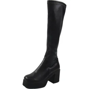 Womens Zipper Faux Leather Knee-High Boots