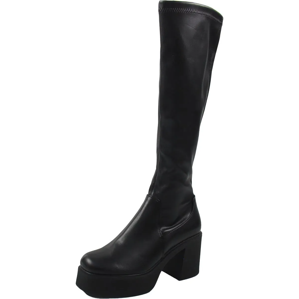 Womens Zipper Faux Leather Knee-High Boots