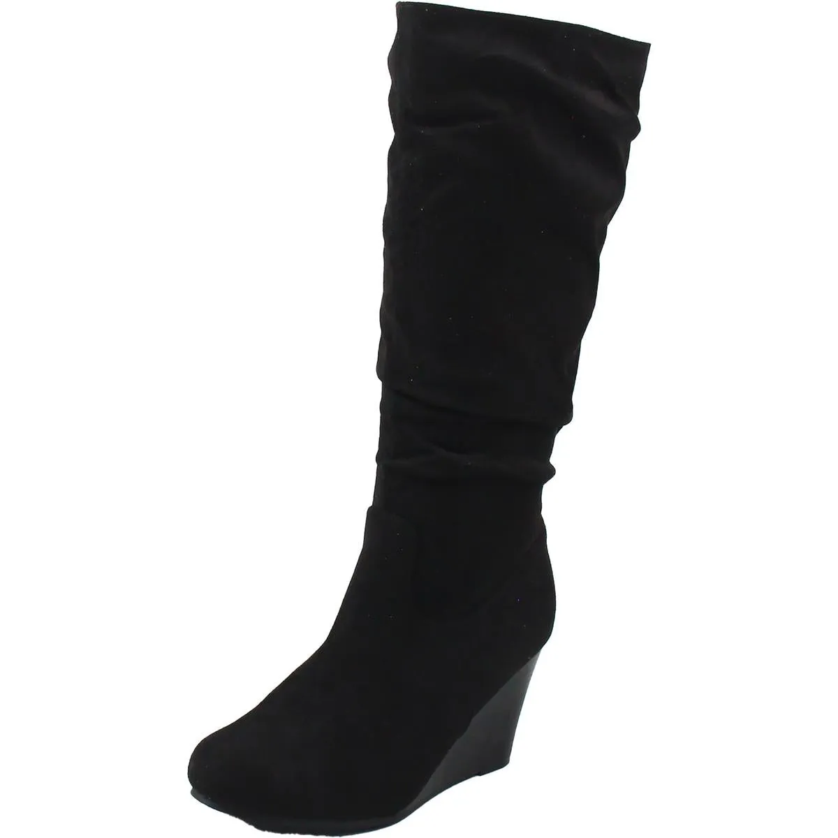 Womens Zipper Faux Suede Wedge Boots
