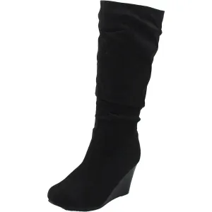Womens Zipper Faux Suede Wedge Boots