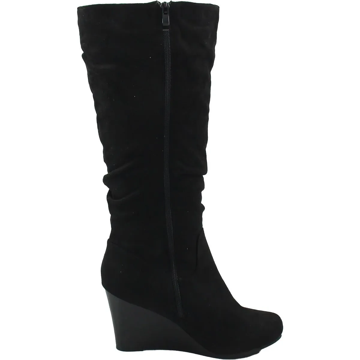 Womens Zipper Faux Suede Wedge Boots