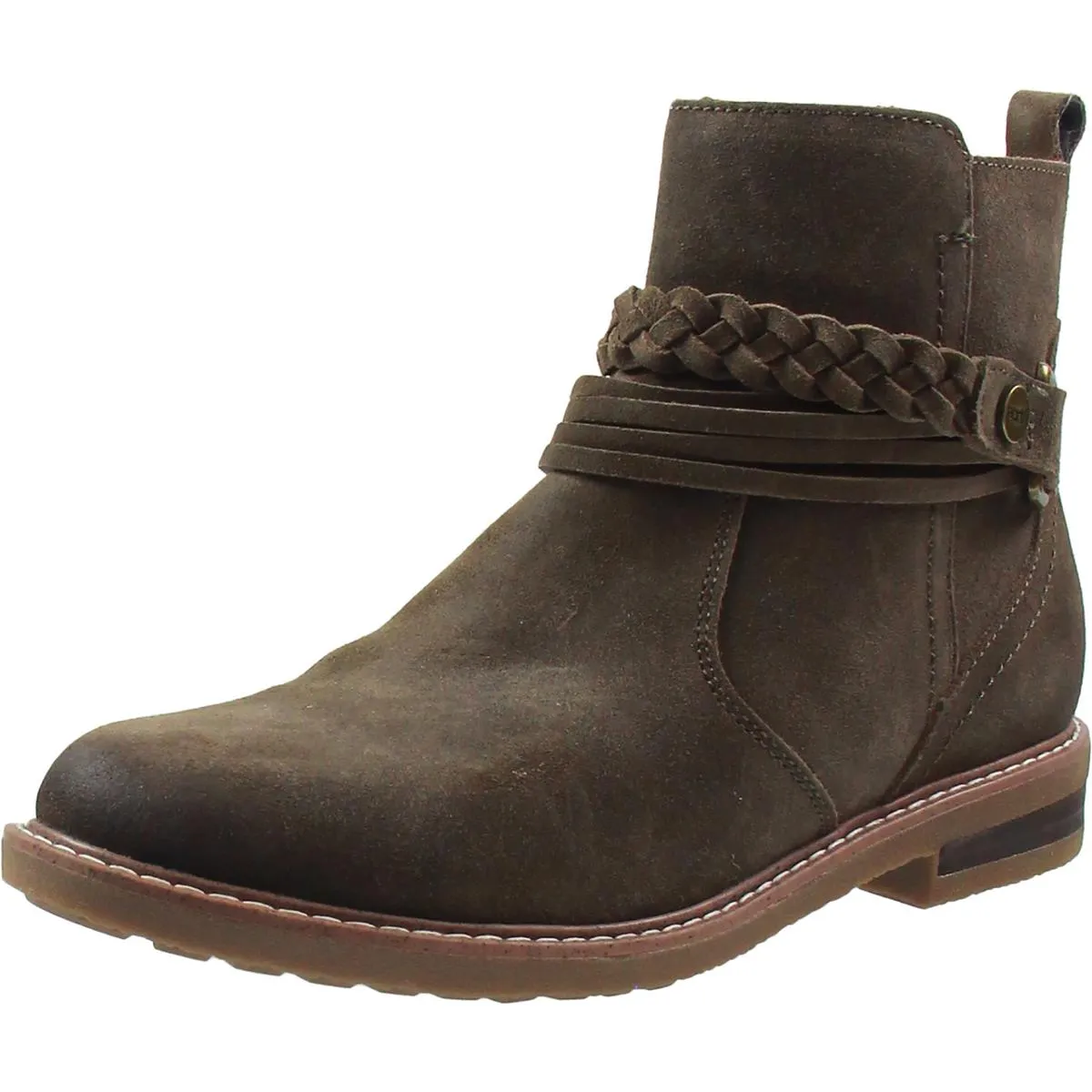 Womens Zipper Leather Ankle Boots