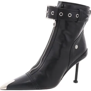 Womens Zipper Leather Ankle Boots