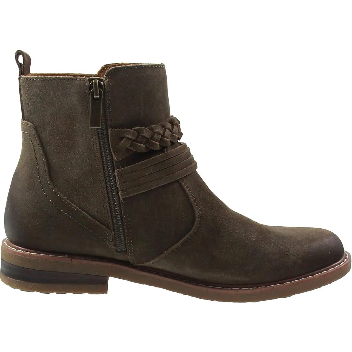 Womens Zipper Leather Ankle Boots