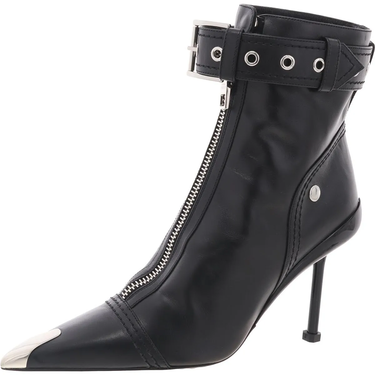 Womens Zipper Leather Ankle Boots
