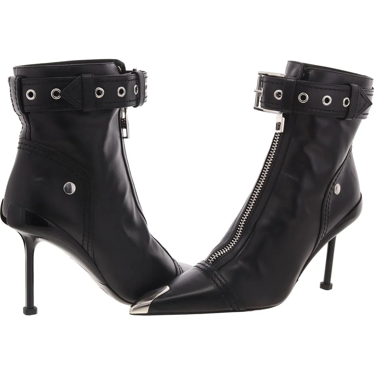 Womens Zipper Leather Ankle Boots