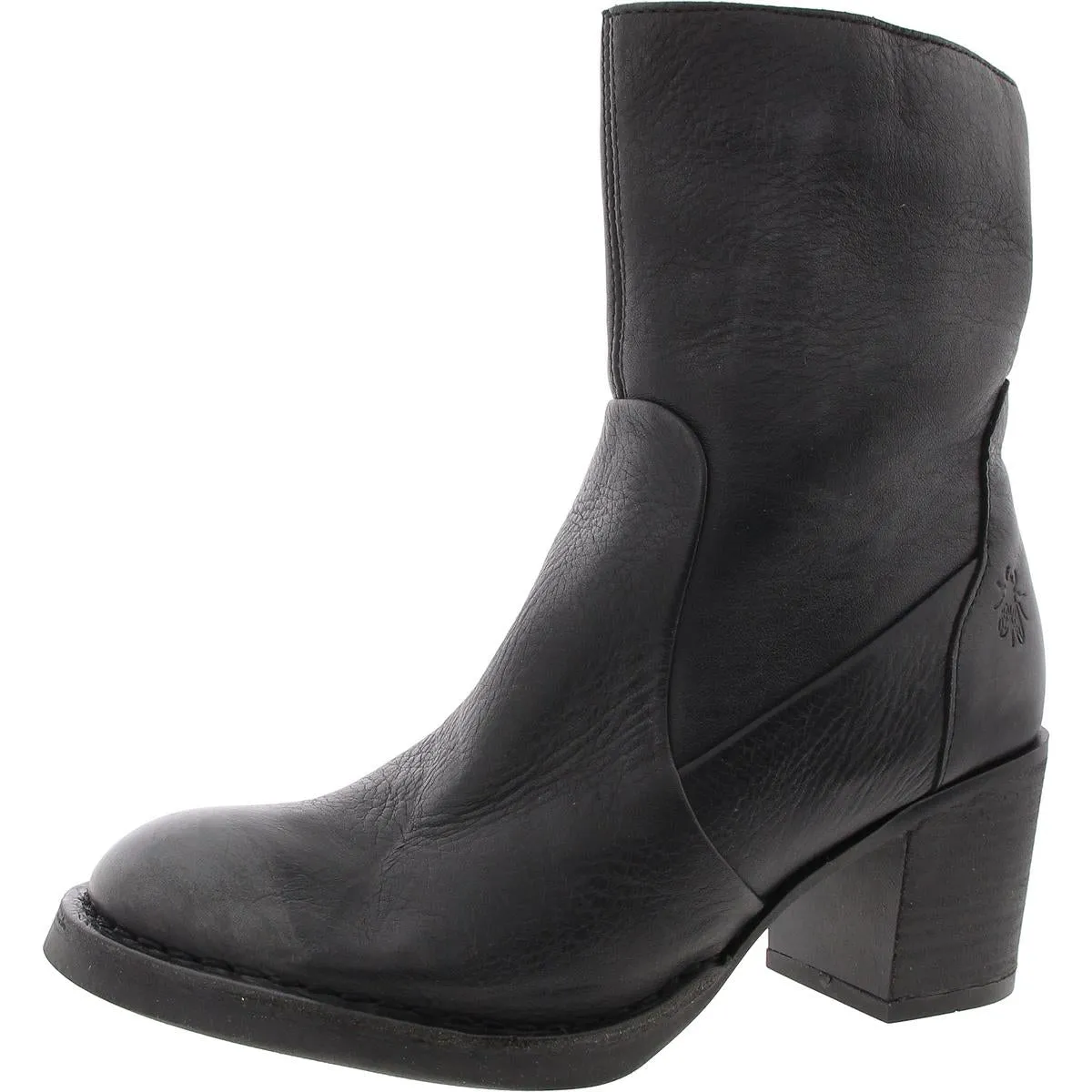 Womens Zipper Leather Mid-Calf Boots