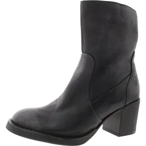 Womens Zipper Leather Mid-Calf Boots