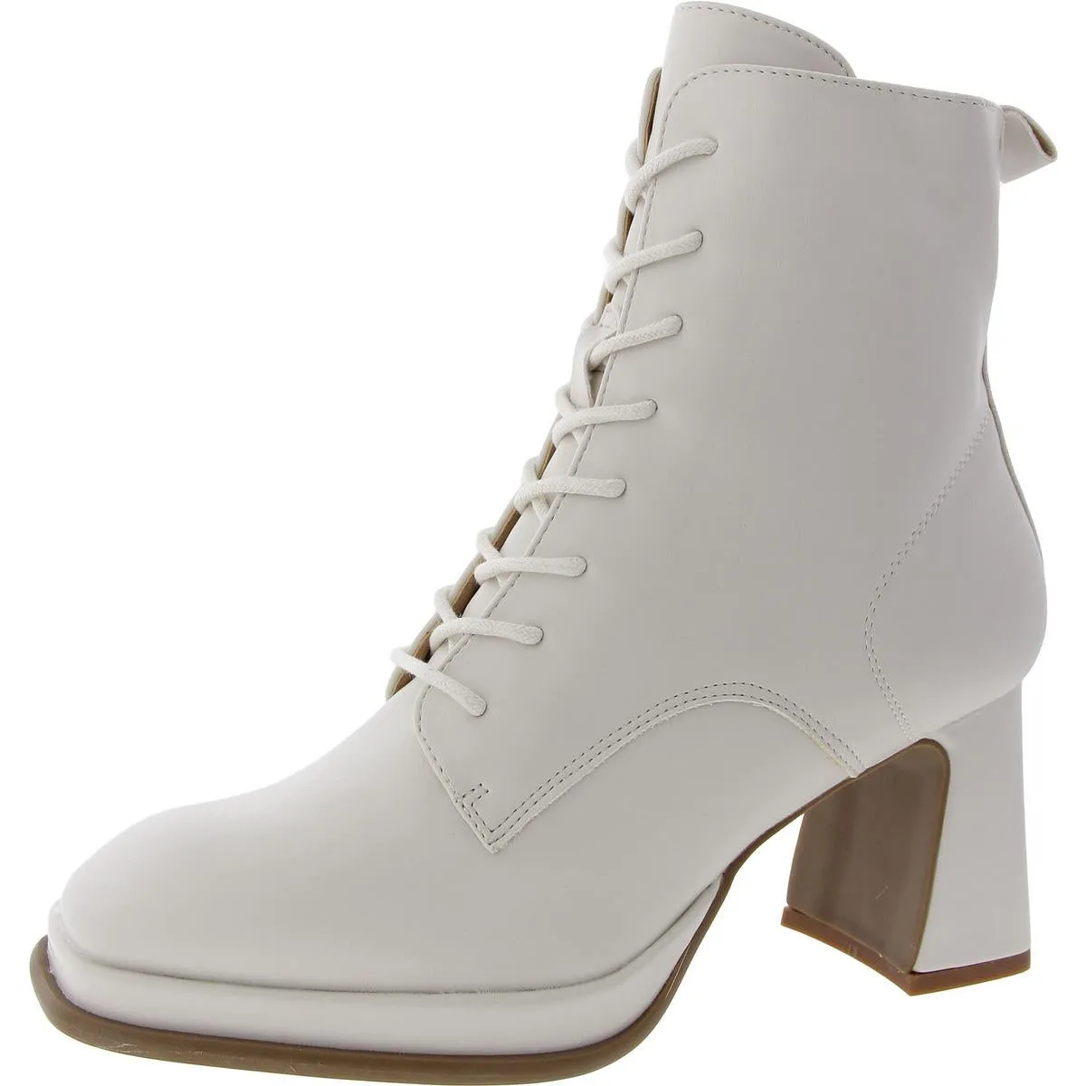 Womens Zipper Manmade Combat & Lace-Up Boots
