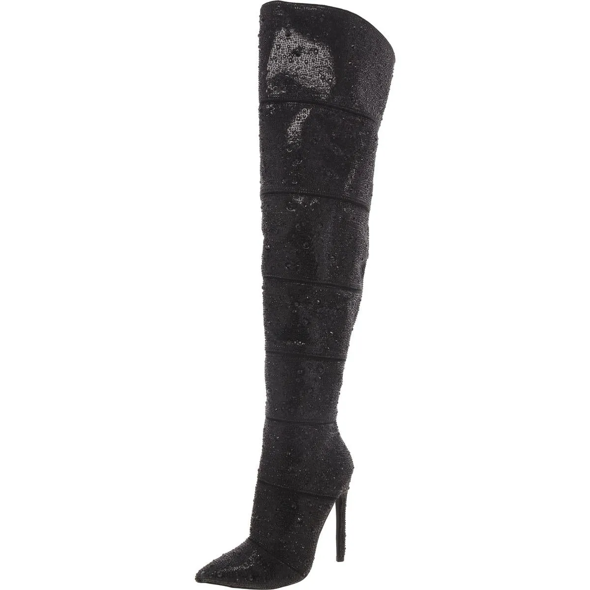 Wonders Womens Rhinestone Pointed Toe Over-The-Knee Boots