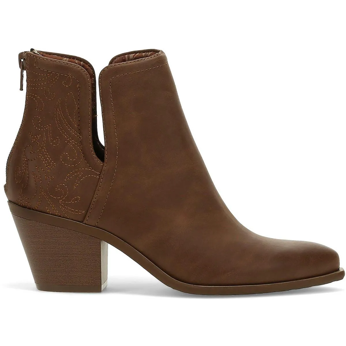 YARA Womens Block Heel Faux Leather Ankle Boots