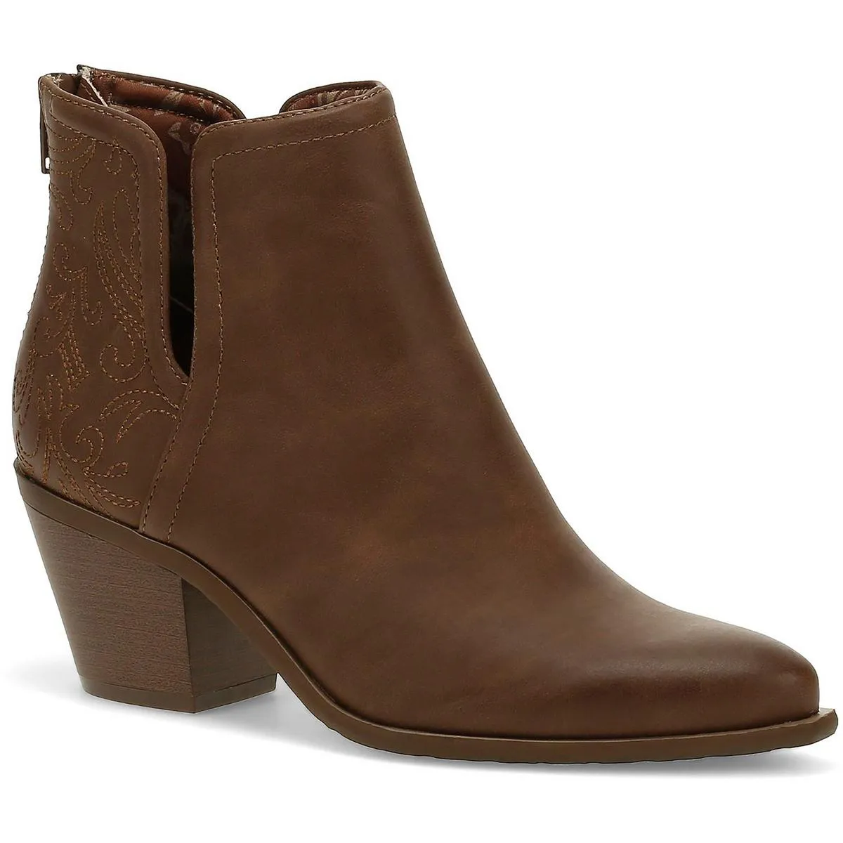 YARA Womens Block Heel Faux Leather Ankle Boots