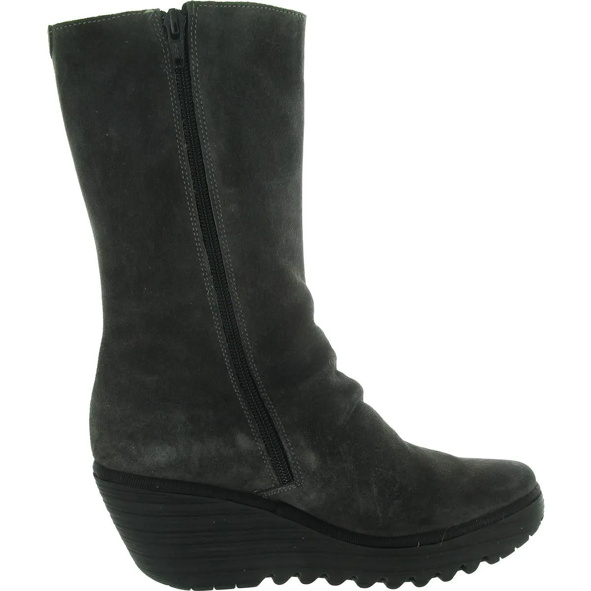 YEMY408FLY Womens Zipper Suede Mid-Calf Boots