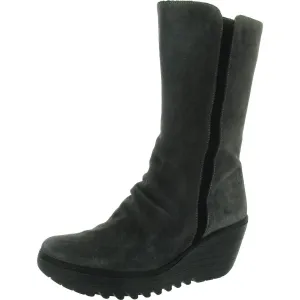 YEMY408FLY Womens Zipper Suede Mid-Calf Boots