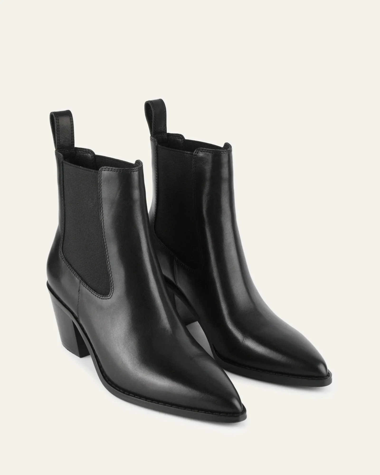 ZELLA MID ANKLE BOOTS BLACK LEATHER