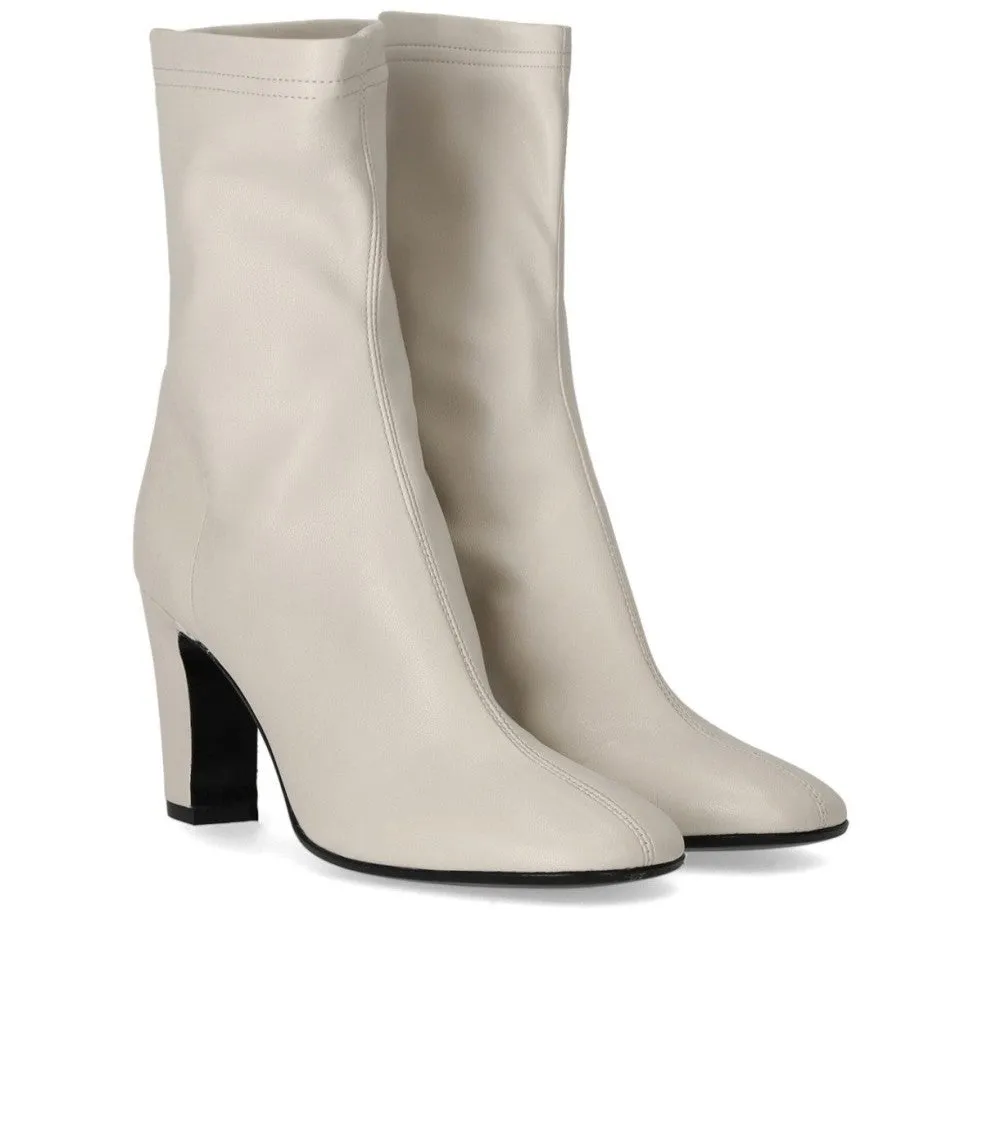 Zhaira White Heeled Ankle Boot